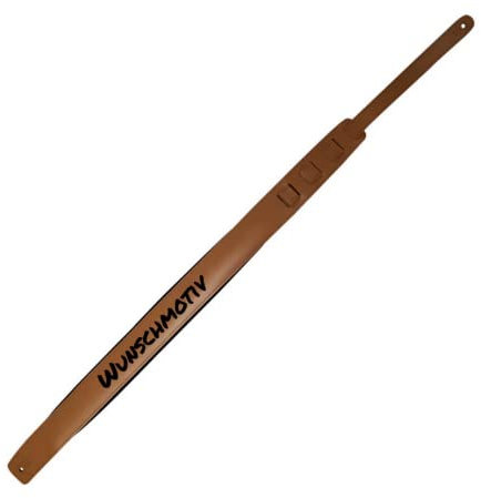 DER BANDMARKT Hochwertiger Gepolsterter Leder-Gitarrengurt mit Motiv-Druck | Gitarrengurt aus gepolstertem Leder für E-Gitarre, Westerngitarre, Akustik Gitarre oder Bass (Hellbraun)