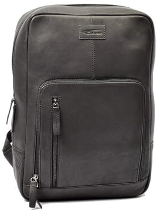 Menzo Zaino da 13 pollici in vera pelle per notebook da uomo e donna, Nero