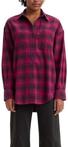 Levi's Women's Nola Oversized Shirt Shirt, Lina Plaid Boysenberry, S