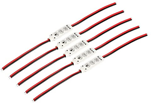 sourcing map 5 Stück LED Streifen Dimmer 12V bis 24V 3 Tasten Mini Helligkeitsregler Lampenschalter für Einfarbige Streifen