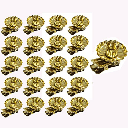 20 x Baumkerzenhalter Clip aus Metall Ø 40 mm - Kerzenhalter Weihnachtsbaum - Weihnachtbaumkerzenhalter - Kerzenhalter für Christbaum Farbe Gold, Größe 20er