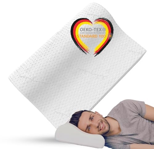 KoKoTex Nackenstützkissen - Orthopädisches Kissen - Ergonomisches Kopfkissen Nackenschmerzen - Schlafkissen Memory Foam - Antischnarchkissen - Cervical Pillow - Viscoschaum Kissen 60x40х11/8cm