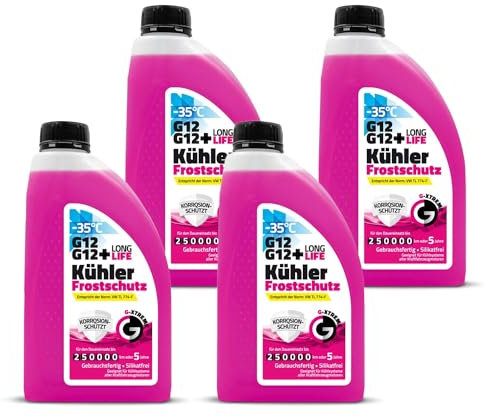 Hochwertige Autochemikalien | Kühlerfrostschutz G12 / G12+ | Kühlflüssigkeit 5 Jahre bis -35°C | Gebrauchsfertig Kühlmittel Auto 4 x 1L