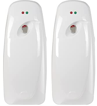 Automatic Air Freshener Spray Dispenser (2-Pack) Wall Mounted or Free Standing, Commercial and Home Use, Multiple Time Scent/Mist Release Settings for Room/Restroom Sprayer (White)