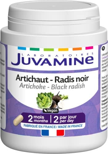 JUVAMINE - Artichaut et Radis Noir - Bien-être du Foie - Contribue au bon Fonctionnement du Système Digestif et Hépatique - Format 2 Mois - 120 Gélules d'origine végétale