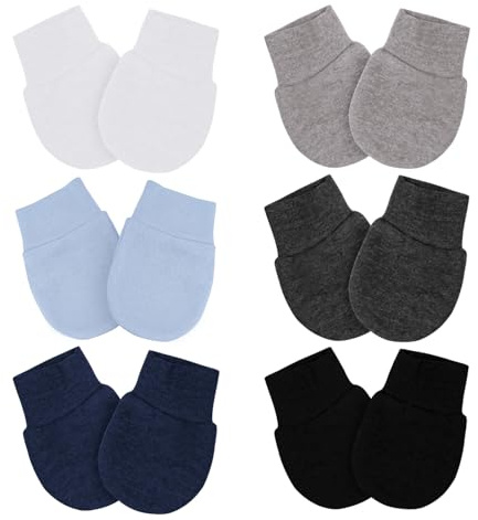 6 Pairs Baby Mittens No Scratch Mittens Infant Soft Gloves Mittens for 0-6 Months Boys Girls