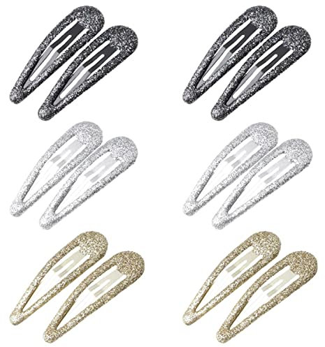 ZEVONDA Briller Clips à Pression pour Cheveux - Clips à Cheveux en Métal Coloré Paillettes Clips à Cheveux Barrettes Accessoires de Coiffure Filles Femmes, Noir * 4 + Argent * 4 + Or * 4