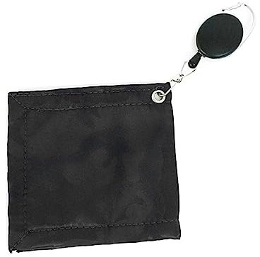 Baoblaze Golf Ball Towel Golf Ball Cleaner Pocket Microfiber 12x12cm Square Waterproof W/Retractable Keychain Small Golf Ball Cleaning Towel, Black