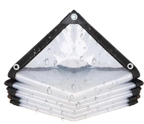 CINVSERW 5x6m Bâche Étanche Transparente avec Œillets, Bâche Imperméable pour Poulailler, Bache Transparentes Exterieur Plastique, Bâches De Protection Résistante À La Poussière Et À La Pluie