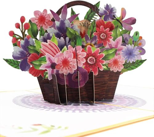 3D Blumenkarte, Pop-Up Blumenkarte für Sie, Frauen, Frau, Mutter (Geburtstagskarte, Pop-Up Grußkarte, Gute Besserung)