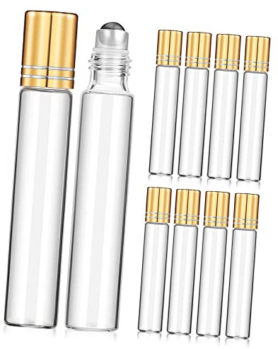 Ipetboom 10 Pièces Bouteille Vide D'huile Essentielle Bouteilles D'huile Essentielle Flacon d Huiles Essentielles Flacons En Verre Billes Acier Inoxydable 304 Taille De Voyage