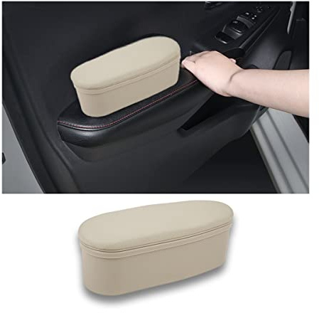Adunsiaoto Autos Armlehne Linke Ellenbogenstütze Kissen, Auto Unterstützung Organizer Türgriff Ellenbogenpolster, Anti-MüDigkeit Auto Ellenbogenstütze(Beige)