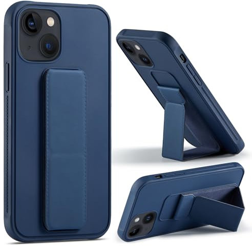 Varikke for iPhone 15 Plus Case, Magnetic Vertical & Horizontal Stand Hand Strap Protective Phone Case for iPhone 15 Plus Candy Color Slim Cute Silicone Cover 6.7 inch, Dark Blue