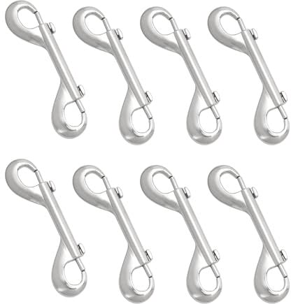 YKUKIZEE 8 Pcs Double Ended Dog Clip 4.7 inch, Large Heavy Duty Double Ended Bolt Snaps Hook, 116 mm Silver Double Ended Trigger Clips for Tack Pet Feed Bucket Key Chain