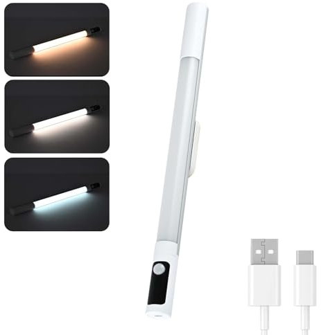 BillyBath Unterbauleuchte Küche LED 40cm, Unterschrank Beleuchtung, 3 Betriebsmodi, 3 Farbtemperaturen und Dimmbar, Kabellos Aufladbarer Akku Lichtleiste USB, Schrankbeleuchtung für Küche