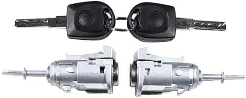 Front Left Right Door Lock Barrel Cylinder with 2 Keys Compatible with VW Golf Mk4 Bora Fox Fabia New Beetle Transporter T5 1U0837167 1U0837168