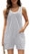 CLOUPSO Jumpsuit Damen Sommer Träger Lässiger Kurz Arbeitshose Latzhosen Ärmellos Overall Lose Einteiler Romper Hosenanzug mit Spagettiträger mit Große Taschen Grau L