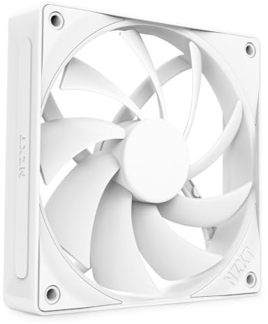 NZXT F120Q | 120mm Quiet Airflow PC Case Fan | Intake or Exhaust | Chamfered Frame for Concentrated Air | Fluid Dynamic Bearings | Low Noise | PWM Control | White