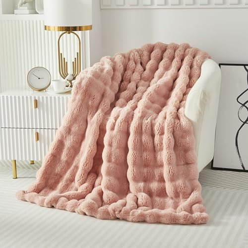 Casa Carina Coperta Plaid in Pile Finto Pelliccia Super Morbida, Soffice e Peluche Coperta Spessa e Accogliente per Divano, Poltrona e Letto 100x160cm Rosa