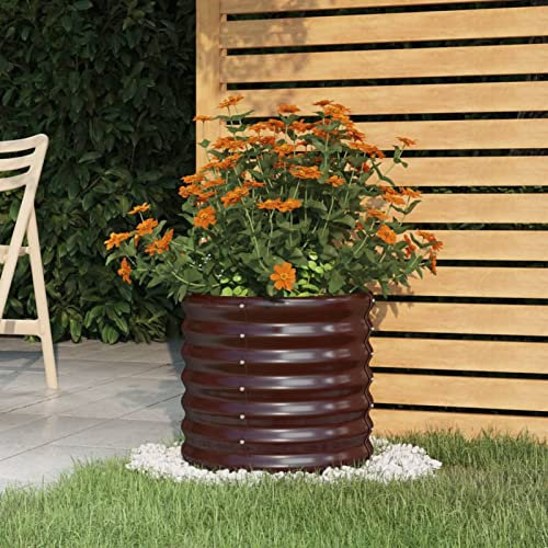 qohoio Jardinière de Jardin Acier Enduit de Poudre 40x40x36 cm Marron Jardiniere sur Pieds,Bac avec Treillis,Jardiniere Terrasse