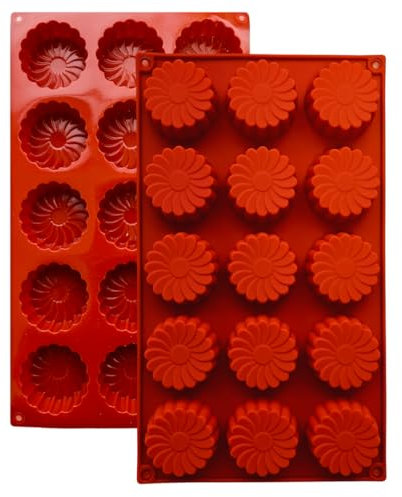 Moule en Silicone,1 Moule Marguerite avec Revêtement Antiadhésif, Moule en Silicone Pâtisserie pour Muffins, Brownies, Gâteaux, Cake, Pudding, Glaçons, Gelée, Quiches (29 x 17 cm) – 15 cavités