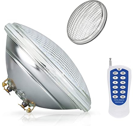 MIKOTR RGB Par56 LED Piscine, Eclairage Piscine IP68 Pool Lampe, 12V AC Projecteur LED Piscine, LED Spot Piscine avec Télécommande(12W)