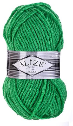 Strickgarn Strickwolle Superlana Maxi 100g 25% Wolle Wintergarn Winterwolle, 50 Farben, Farbe:455 grasgrün