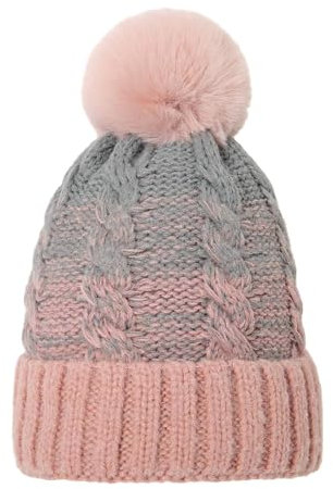 Leoberg Unisex Norweger-Strickmütze in verschiedenen Designs & Farben - Wintermütze für Damen und Herren in 176192-Rosa-Grau-86