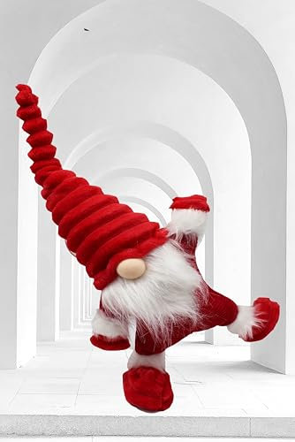 KAMACA XL Deko WICHTEL auf einem Bein stehend 60 cm hoch tolle Dekoidee in Winter Weihnachten (XL Wichtel rot Weiss 60 cm)