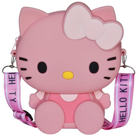Kawaii Kitty Tasche mit verstellbarem Schultergurt, Reißverschluss, Handtasche, süße Kitty, Münzgeldbörse, Umhängetasche, Münzbeutel für Geschenke, Pink, Kitty