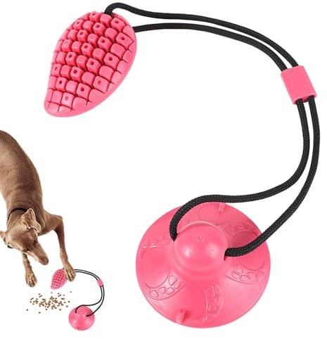 Walopola Suction Cup Dog Toy Tug of War - Treat Dispensing Dog Toys | Indestructible Puzzle Stimulating Chew Toy, Food Dispensing Ball Dog Toys, Puppy Teething Toys for Dogs