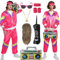 Mrsclaus 80er 90er Jahre Outfit für Herren Damen Jogginganzug Trainingsanzug Kostüm Erwachsene Disco Karneval Partnerkostüme Set mit Pop Rock Perücke Radio Telefon C057M
