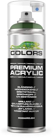 COLORS Premium Acrylic Sprühfarbe 400ml – Hochdeckender Sprühlack für Innen & Außen, Spraydose für DIY-Projekte - RAL 6002 - Laubgrün Glanz