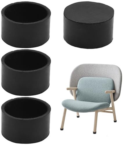 Lot de 4 capuchons de protection ronds en caoutchouc pour pieds de chaise - Diamètre : 25 mm - Protection des pieds de chaise - Embouts de protection en caoutchouc pour meubles, tables, chaises