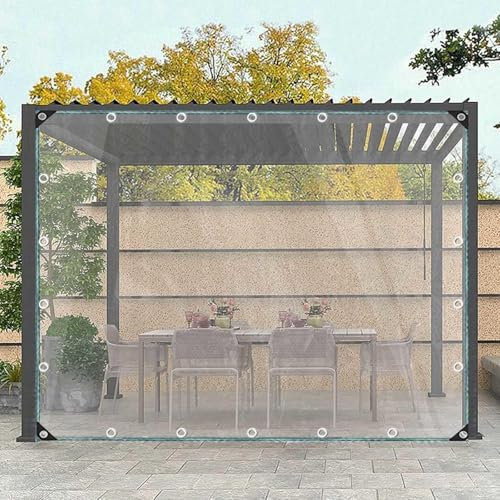 Tenda impermeabile trasparente per uso esterno durevole 0,3 mm pannelli in vinile ideale per gazebo, terrazza, posto auto coperto, patio, pergola, 5 x 2 m
