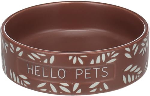 Flamingo Gamelle Leafs Rond Brun pour Cochon d'Inde - 12x3,5cm, 200ml - Nourriture et Eau, Antidérapante et Facile à Nettoyer