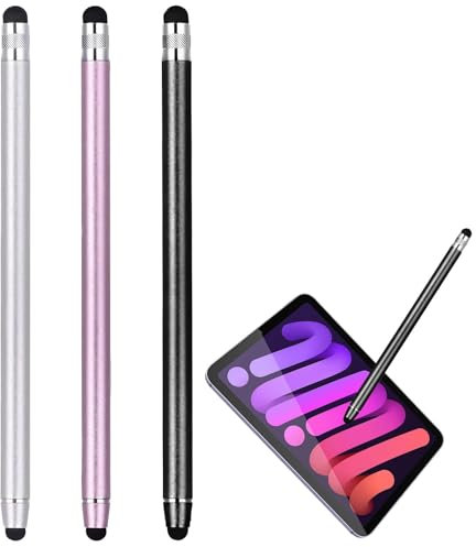 3 Pack Stylus Pens for Touch Screens, Universal Capacitive Tablet Pen Aluminum Alloy Touch Screen Pens Replacement in 3 Colors Compatible with iPhone Samsung Computer High Sensitivity Smooth Control