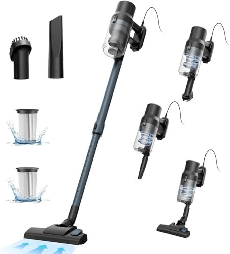 SINCHEREU Aspirapolvere con Cavo 600W, Aspirapolvere Manuale 21KPA con Cavo 5M, 6 in 1 Pratico e Salvaspazio, Tubo di Aspirazione Telescopico, per Paviment