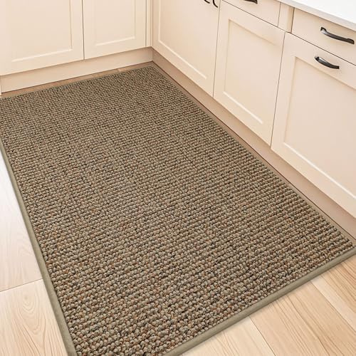 BEQHAUSE Kitchen Rugs 32x48, Non-Slip Kitchen Mats for Floor, Super Absorbent and Stain Resistant Kitchen Rugs, Machine Washable Rugs for Kitchen, Hallway, Laundry & Sink, Taupe
