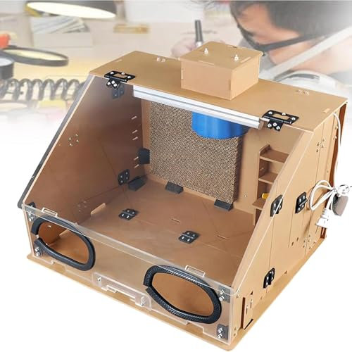 Craft Table Airbrush Booth, 40W Portable Airbrush Spray Booth, Airbrushing Kit with Lacquerware and LED Lights, Exhaust Fan & Adjustable Temperature Heater for Painting Model Art Craft Hobby DIY