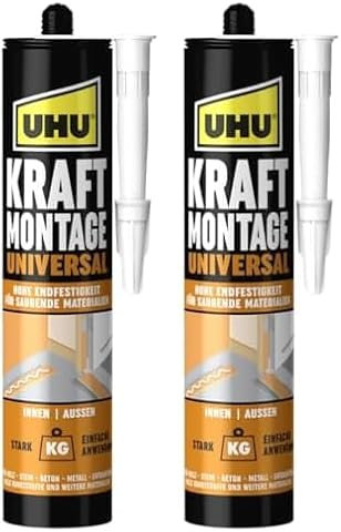 UHU Montagekleber KRAFT MONTAGE UNIVERSAL, Kartusche 470g (Packung mit 2)