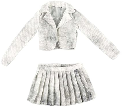 MagiDeal 1/6 -Skala Kurzjacke Set für weibliche Actionfiguren Requisiten stilvolle Freizeit -Mini -Kleidung Miniatur kurzer Anzug Set, Weiß Schwarz