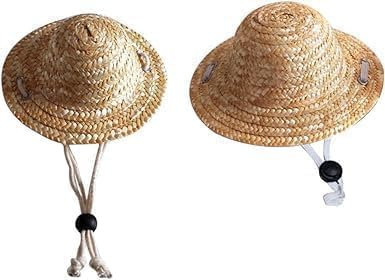 Summer Adjustable Pet Dog Outdoor Straw Hat Novelty Puppy Small Kitty Cat Sunhats Dog Hat Apparel and Accessories