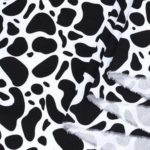 FINFERINSPIRE 2 m Stoff Mit Kuhmuster Druck 151cm Breit Nicht Elastisch Schwarz Weiß Polycotton Stoff Zum Nähen Basteln Nähen von Sofa Zubehör Meterware Für Möbeldekoration