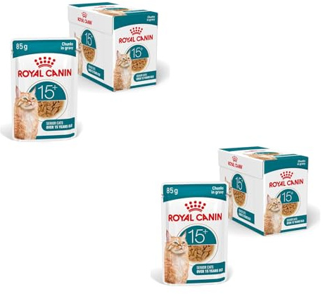 ROYAL CANIN AGEING 15+ Gravy | Doppelpack | 2 x 12 x 85 g | Nassfutter für Katzen ab dem 15. Lebensjahr | Stückchen in Soße