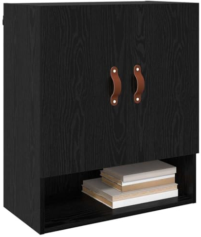 vidaXL Wall Cabinet Black oak 60 x 31 x 70 cm Engineered wood, Bathroom, Rectangular, Modern Mounted Cabinet, Ample Storage Unit, Durable Indoor Organizer for Home, Clean Design Tidy