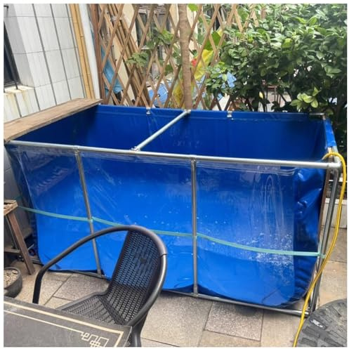Aquarium-Poolteich, oberirdischer Koiteich mit Fenster, temporäres Fischbecken mit Ablassventil, Fischbecken für draußen mit transparenter Sichtscheibe, einfache Montage(Blue-0.4m,0.5x0.5m)