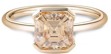Damen Ring Gold 585 Echtgold, Verlobungsring Sekt Moissanit 1ct Solitär Trauringe 14 Karat Gelbgold Größe 60 (19.1)