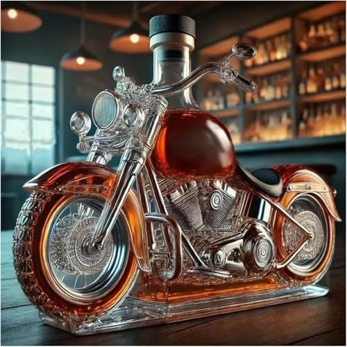 Glasflasche Motorrad Whisky Dekanter, Glas Motorrad Whisky Weinflasche, Lustige GeträNkeflasche Für Champagner, Kreative leere Weinflaschen zur Aufbewahrung von Spirituosen
