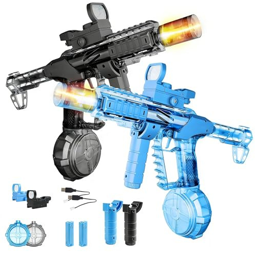 2 Pcs Electric Water Guns, 2026 New Squirt Water Gun For Kids&Adults, Powerful Water Pistols with Cool Lighting, Long Range Motorised Watergun Blaster Toy for Pool Beach Party
